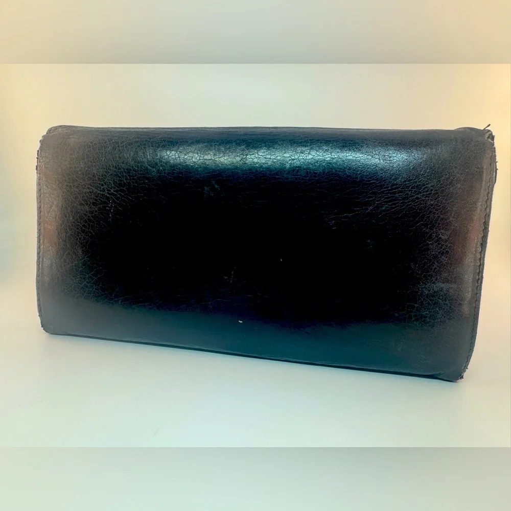 Balenciaga Giant Continental Wallet Black Lambskin Gold Hardware Authentic - Picture 2 of 15